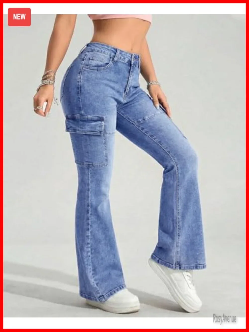 High Waisted Flare Jeans Stretchy Bell Bottom Denim Pants Y2K Streetwear